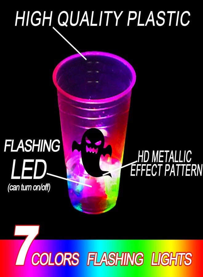 Ahuimeius 24 Pack Halloween Glow-in-The-Dark Cup Set with Horror Stickers for Party Decorations Event Fun, Glow Halloween Party Cups, House Parties Birthdays Concerts BBQ Beach Holidays - Image 2